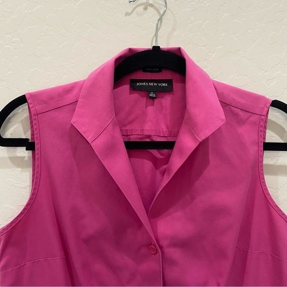 jones New York Sleeveless Button Down Plus Non Iron Pink Size 0 - Picture 3 of 6
